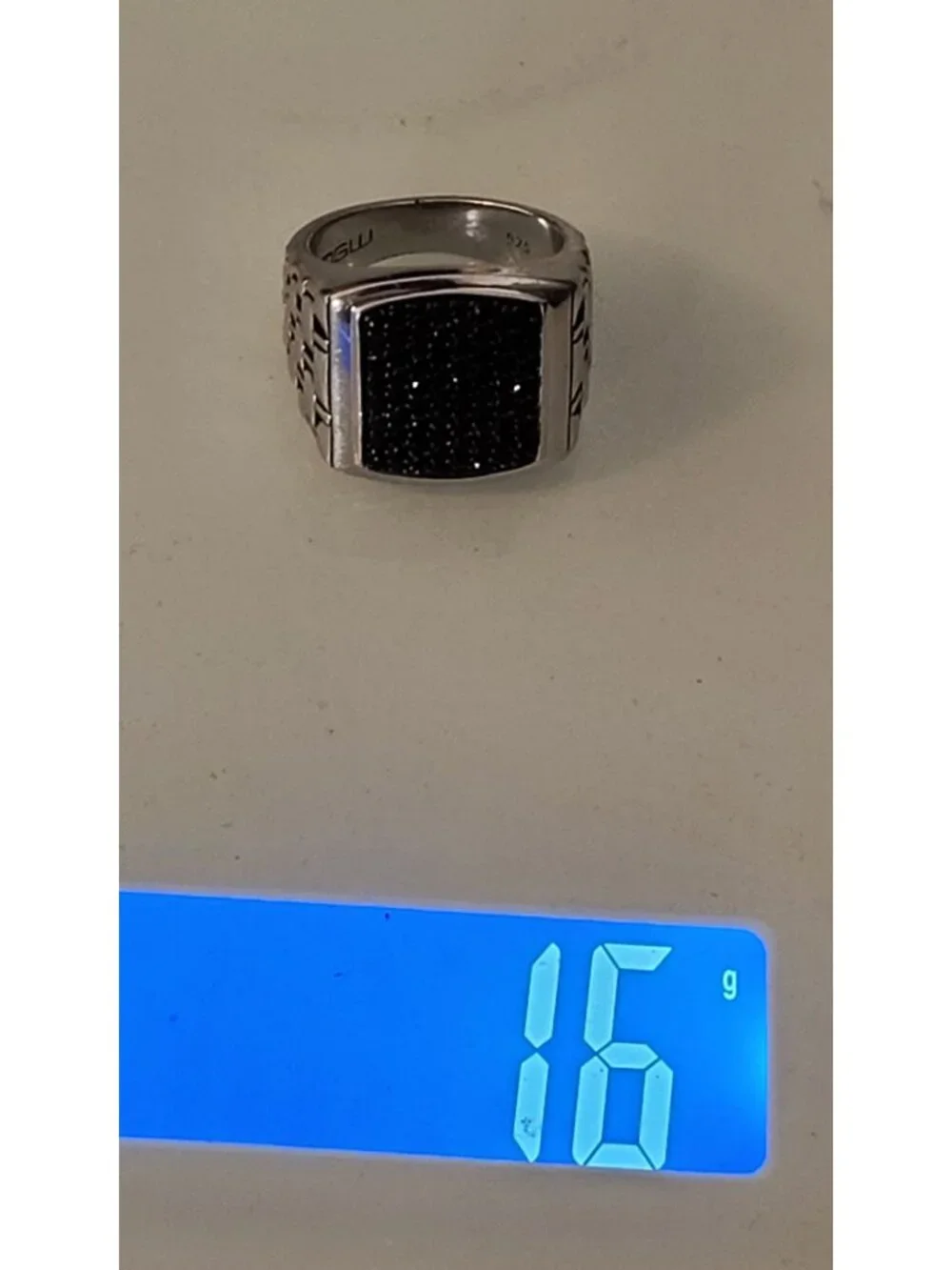 MGW Men's Black Sapphire Pavé Sterling Silver Ring Size 9 17g 2ct